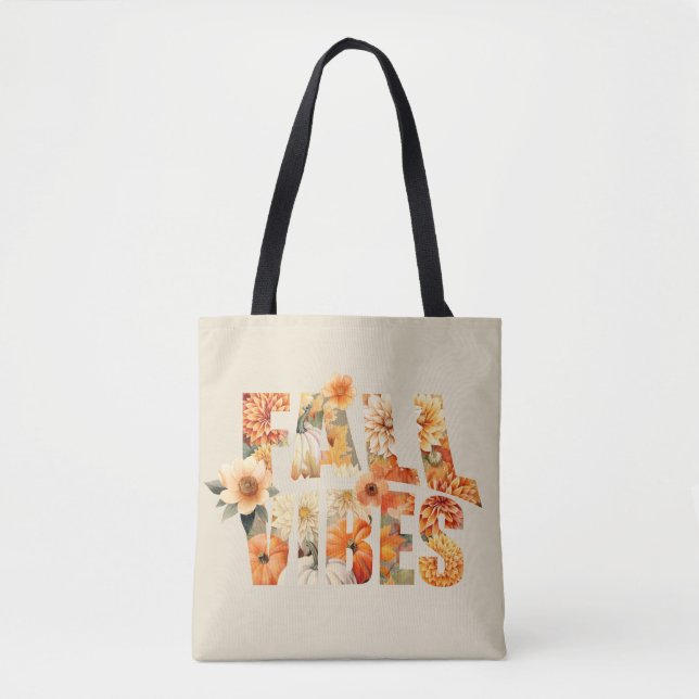 Bolso De Tela Caídas vibraciones acuarela flores silvestres hoja (Anverso)