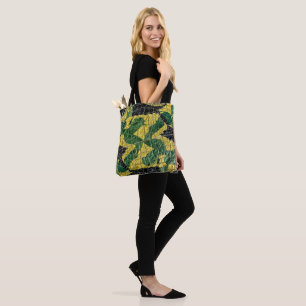Bolso De Tela Caimán Cocodrilo Dragón Cuero Amarillo Verde