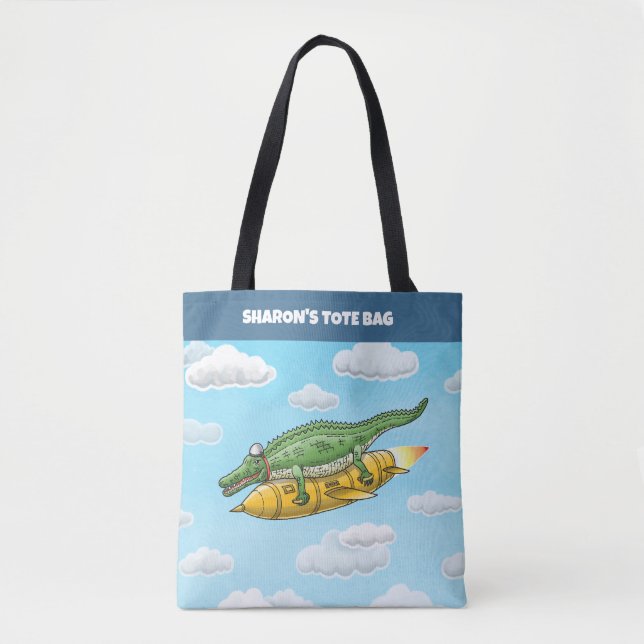 Bolso De Tela Caimán Cohete (Anverso)