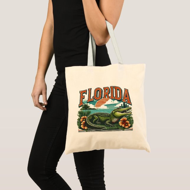 Bolso De Tela caimán retro Florida (Anverso (producto))