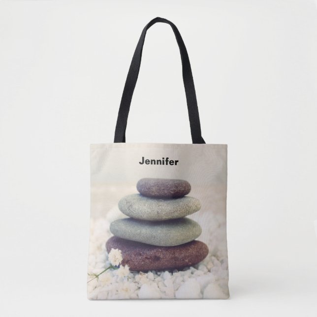 Bolso De Tela Cairn meditativo de piedras apiladas (Anverso)