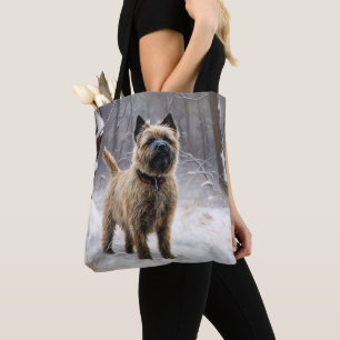 Bolso De Tela Cairn Terrier deja que nieve Navidades