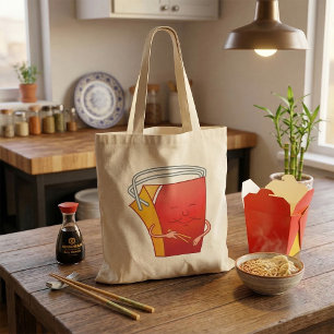 Bolso De Tela Caja de comida para llevar con palillos Divertida