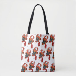 Bolso De Tela Caja de perro Boxer con cuernos de reno Navidad