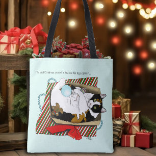 Bolso De Tela Caja de regalo divertida de gato calicó de Navidad