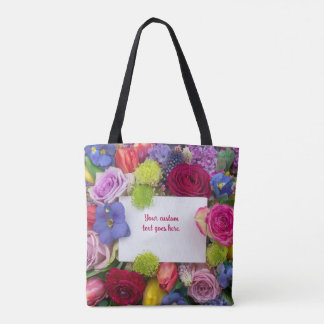 Bolso De Tela Caja de texto de rosas bonitas enmarcadas con flor