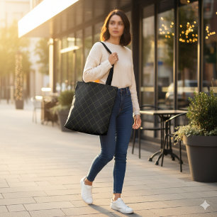Bolso De Tela Caja elegante de rayas negras metálicas doradas