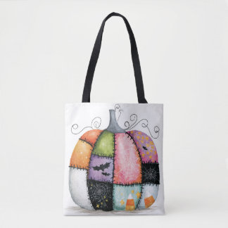 Bolso De Tela Calabaza Blanca de Parche Halloween