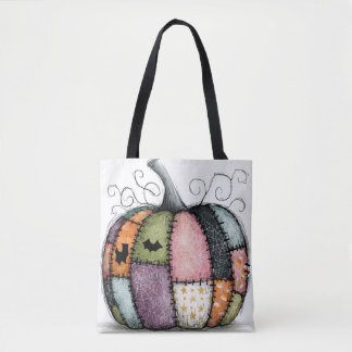 Bolso De Tela Calabaza Blanca de Parche Mágico de Halloween