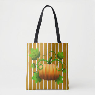 Bolso De Tela Calabaza con rayas doradas