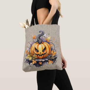 Bolso De Tela Calabaza Creepy Burlap Halloween