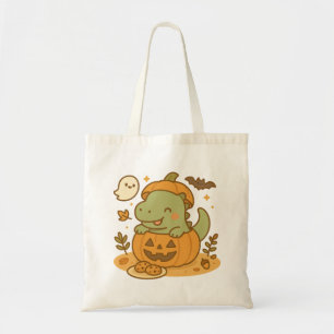 Bolso De Tela Calabaza Cute Kawaii T-Rex Dinosaur Halloween