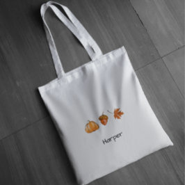 Bolso De Tela Calabaza de acuarela personalizada, hoja, otoño de