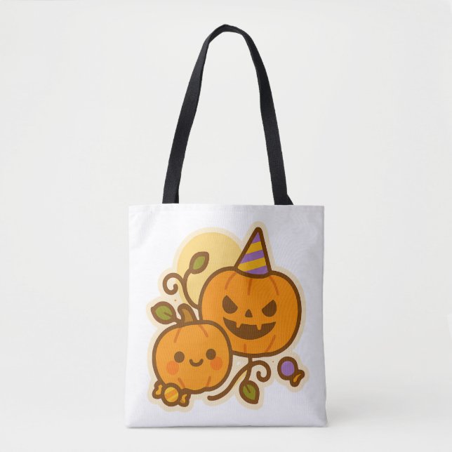 Bolso De Tela Calabaza de calabaza - Kawaii Halloween (Anverso)