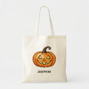 Bolso De Tela Calabaza de dibujos animados naranja con nombre Ha