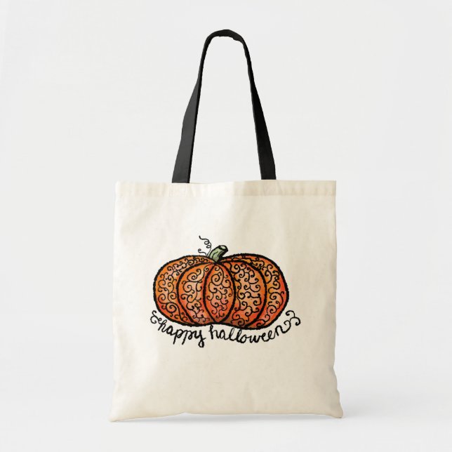 Bolso De Tela Calabaza de filigreses de Halloween (Frente)
