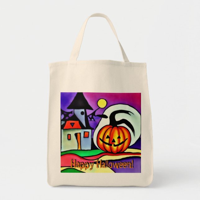 Bolso De Tela Calabaza de Halloween 2 (Frente)