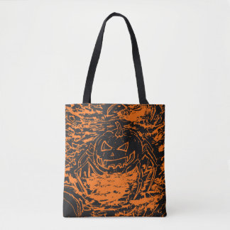Bolso De Tela Calabaza de Halloween Araña Naranja Arte de Línea