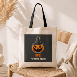 Bolso De Tela Calabaza de Halloween “¡BOO!” – Nombre Personaliza