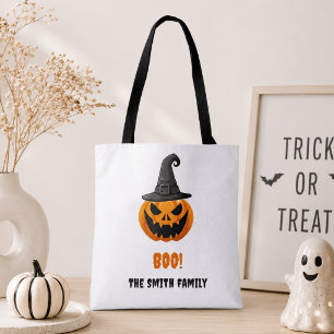 Bolso De Tela Calabaza de Halloween “¡BOO!” – Nombre Personaliza