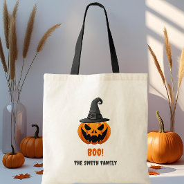 Bolso De Tela Calabaza de Halloween "BOO!" - Nombre personalizad