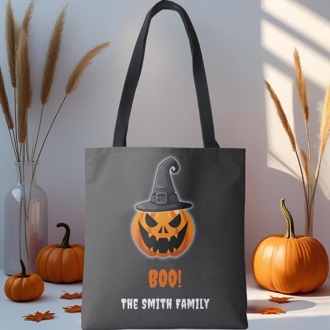 Bolso De Tela Calabaza de Halloween "BOO!" - Nombre personalizad (Subido por el creador)