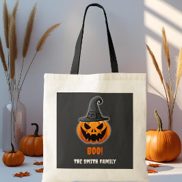 Bolso De Tela Calabaza de Halloween "BOO!" - Nombre personalizad