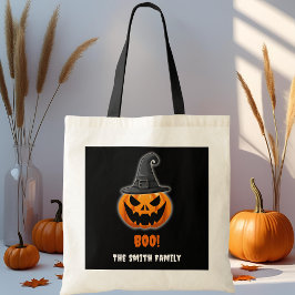 Bolso De Tela Calabaza de Halloween "BOO!" - Nombre personalizad