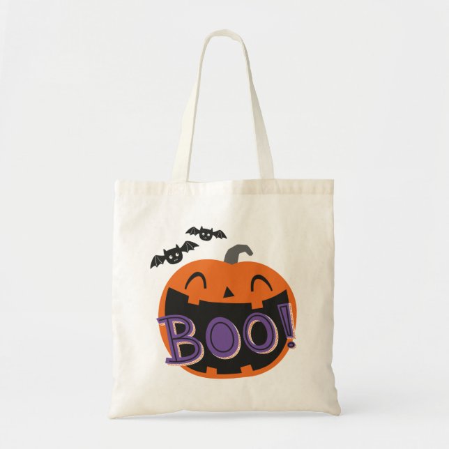 Bolso De Tela Calabaza de Halloween con barquillo a mano (Frente)