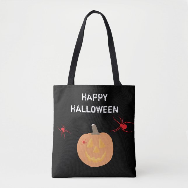 Bolso De Tela Calabaza de Halloween Feliz Halloween (Anverso)