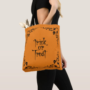 Bolso De Tela Calabaza de Halloween Naranja Truco o Trato 