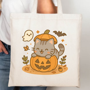 Bolso De Tela Calabaza de Halloween para un gato travieso de Kaw