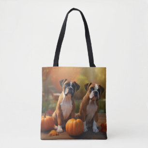 Bolso De Tela Calabaza deslumbrante Boxer Puppy Autumn