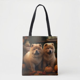 Bolso De Tela Calabaza deslumbrante Chow Chow Puppy Autumn