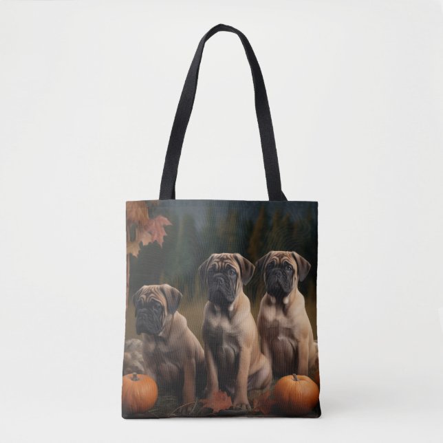 Bolso De Tela Calabaza deslumbrante de bullmastiff Puppy otoño (Anverso)