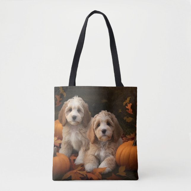 Bolso De Tela Calabaza deslumbrante de cachorro de Cockapoo (Anverso)