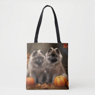 Bolso De Tela Calabaza deslumbrante de Keeshond Puppy Autumn