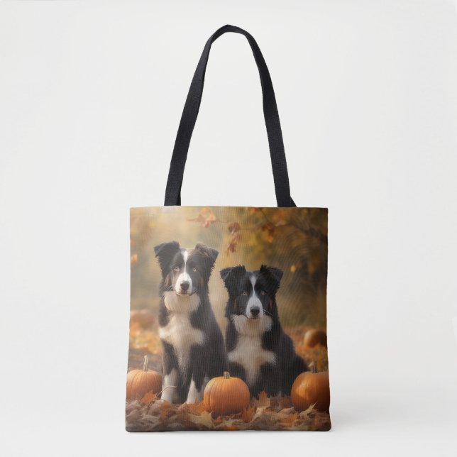 Bolso De Tela Calabaza deslumbrante del otoño boreal Collie Pupp (Anverso)