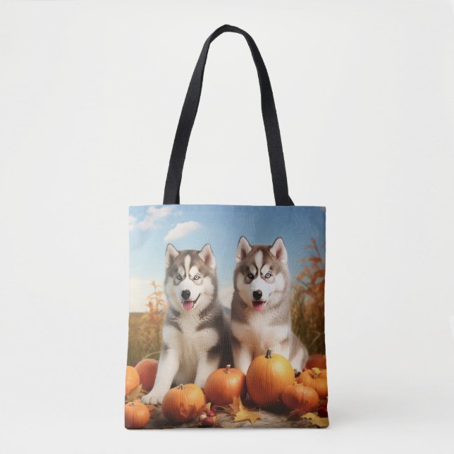 Bolso De Tela Calabaza deslumbrante del otoño de la cachorro Mal (Anverso)