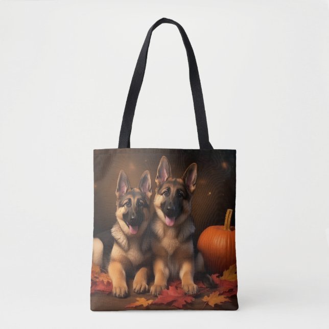 Bolso De Tela Calabaza deslumbrante del otoño de la cachorro pas (Anverso)