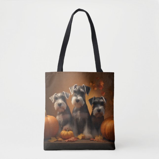 Bolso De Tela Calabaza deslumbrante Schnauzer Ppy Autumn (Anverso)