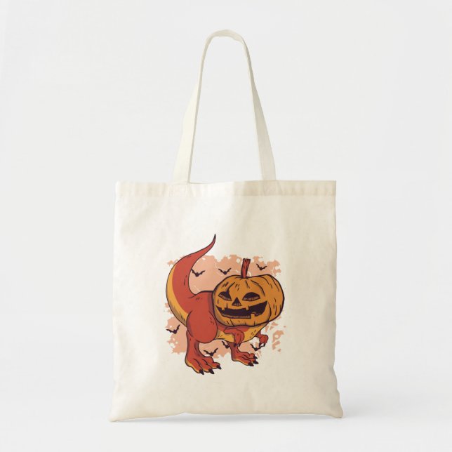 Bolso De Tela Calabaza Dinosaurio T-Rex (Frente)