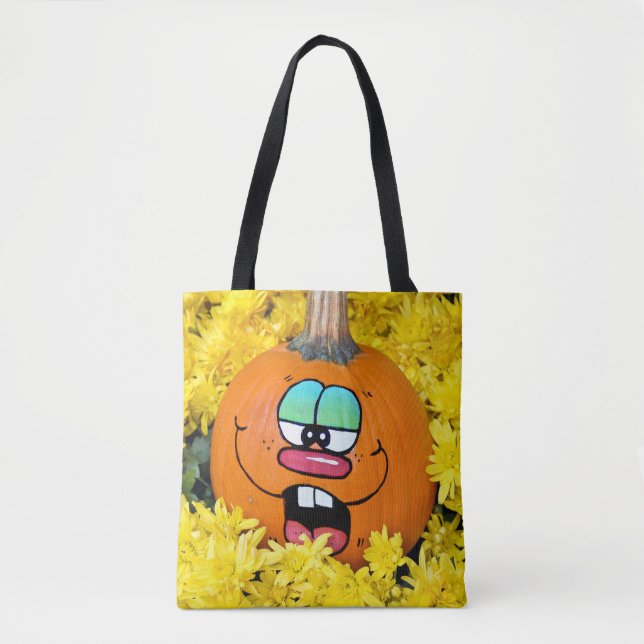Bolso De Tela Calabaza divertida caída (Anverso)