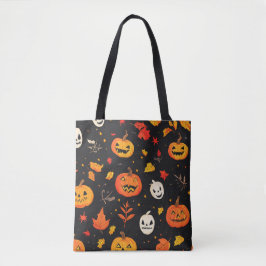 Bolso De Tela Calabaza divertida de Halloween y hojas impresa