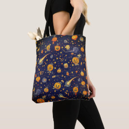 Bolso De Tela Calabaza espacial de Halloween - Linterna cósmica