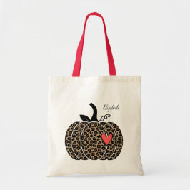 Bolso De Tela Calabaza leopardo otoño con corazón