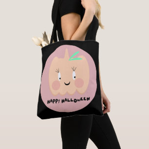 Bolso De Tela Calabaza Linda Letra Sonrojada Feliz Halloween
