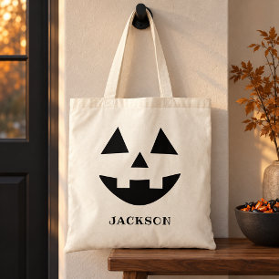 Bolso De Tela Calabaza Monograma Nombre Halloween Regalo