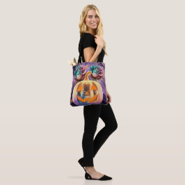 Bolso De Tela Calabaza morada de Halloween y Rosas