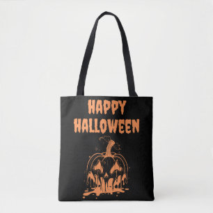 Bolso De Tela Calabaza Naranja de derretimiento de Creepy Feliz
